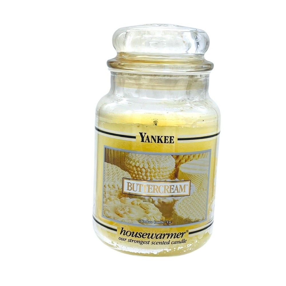 Yankee Candle BUTTERCREAM Large Jar Candle 22oz Black Band RETIRED 75%+ Full